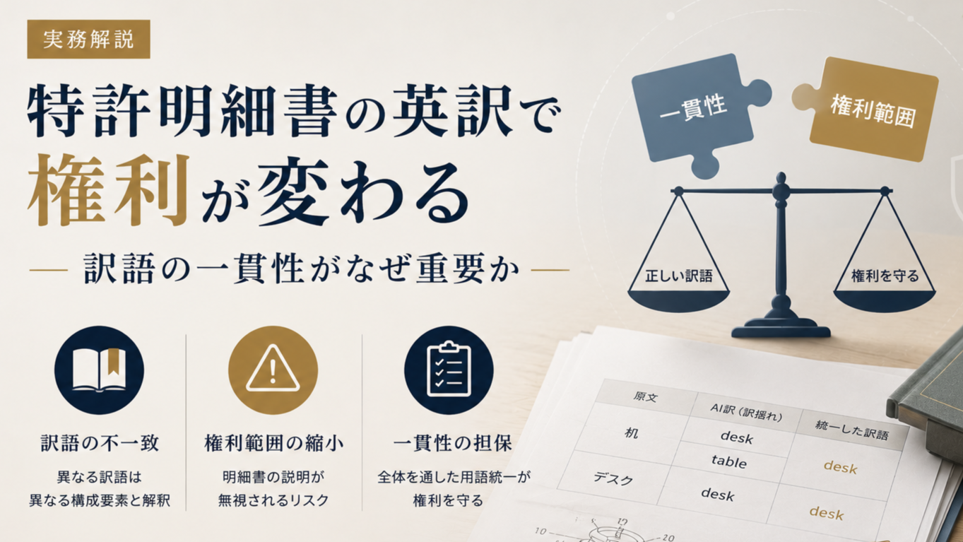 特許明細書の英訳で権利が変わる｜訳語の一貫性がなぜ重要か